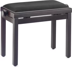 Matt Rosewood Height Adjustable Piano Bench - Black Velvet Top