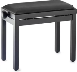 Matt Black Height Adjustable Piano Bench - Black Velvet Top