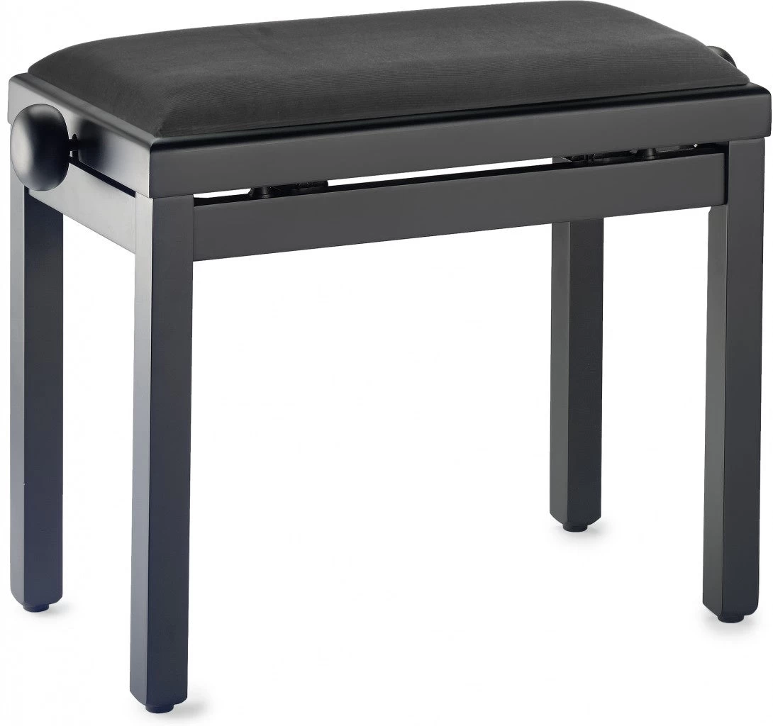 Matt Black Height Adjustable Piano Bench - Black Velvet Top 1 Matt Black Height Adjustable Piano Bench - Black Velvet Top