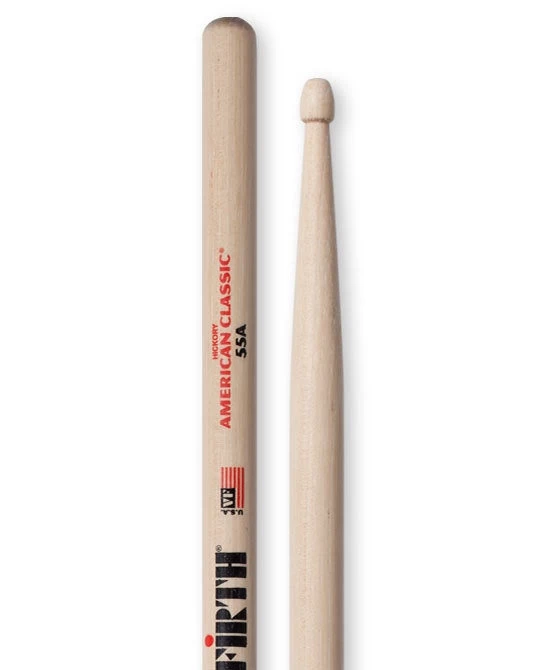 Vic Firth 55A Wooden Tip Drumsticks - Hickory 1 Vic Firth 55A Wooden Tip Drumsticks - Hickory