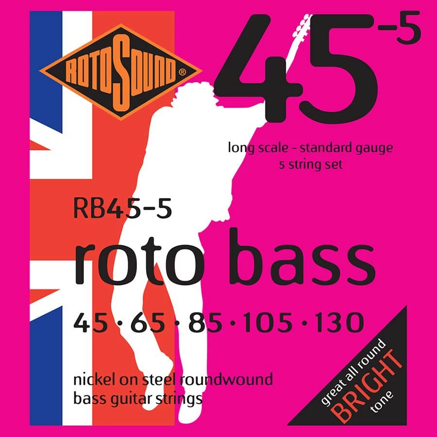 Rotosound (RB45-5) Rotobass 45-130 Bass Guitar Strings Set - 5 String 1 Rotosound (RB45-5) Rotobass 45-130 Bass Guitar Strings Set - 5 String