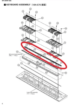 Complete Set Of Contact Rubbers For Yamaha NP30, NP31, NP32