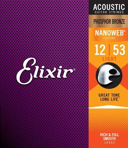 Elixir Nanoweb (Light) Phosphor Bronze Acoustic Strings 1 Elixir Nanoweb (Light) Phosphor Bronze Acoustic Strings