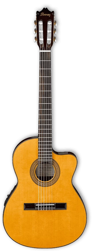 Ibanez (GA5TCE-AM) Thin Necked / Slim Body Electric Acoustic Classical Guitar - Amber High Gloss 1 Ibanez (GA5TCE-AM) Thin Necked / Slim Body Electric Acoustic Classical Guitar - Amber High Gloss