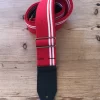 LG Red With White Racing Stripe Cotton Guitar Strap