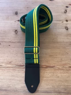 LG Green With Yellow Racing Stripe Cotton Guitar Strap