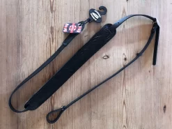 LG Black Embossed Leather Mandolin / Ukulele Strap - Padded Shoulder Pad