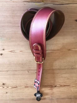 LG Deluxe F.A.B Red Leather DM Guitar Strap