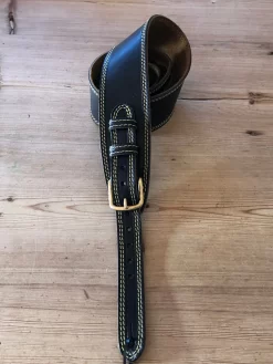 LG Deluxe F.A.B Black Leather DM Guitar Strap