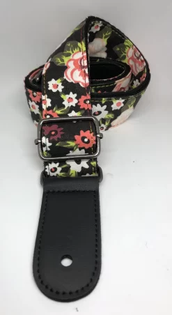 1.5" Wide Ukulele Strap - Rose & Daisy Art Design