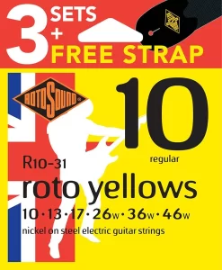 Rotosound R10 Triple Pack + Free Strap - Electric Guitar Strings