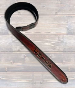 Full Grain Leather Personalised Guitar Strap 7 Full Grain Leather Personalised Guitar Strap -Melody Shop brown