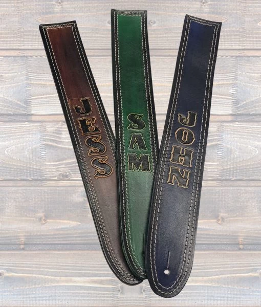 Full Grain Leather Personalised Guitar Strap 1 Full Grain Leather Personalised Guitar Strap