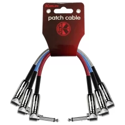 Kirlin 1ft / 30cm Woven Angled - Angled Jack Patch Cables - Pack Of 3