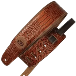K2 Brown Garment Leather 3" Guitar Strap - Croc Design