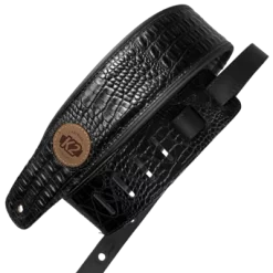 K2 Black Garment Leather 3" Guitar Strap - Croc Design